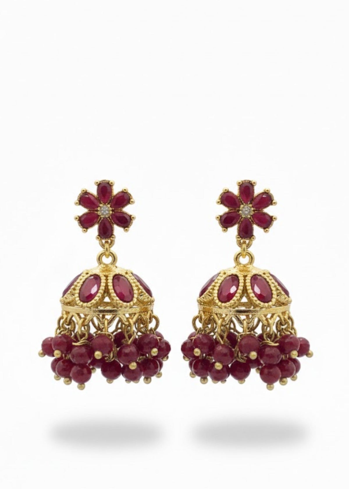 Shop the Zarmin Royal Floral Jhumka Earrings from Zarosh Jewel