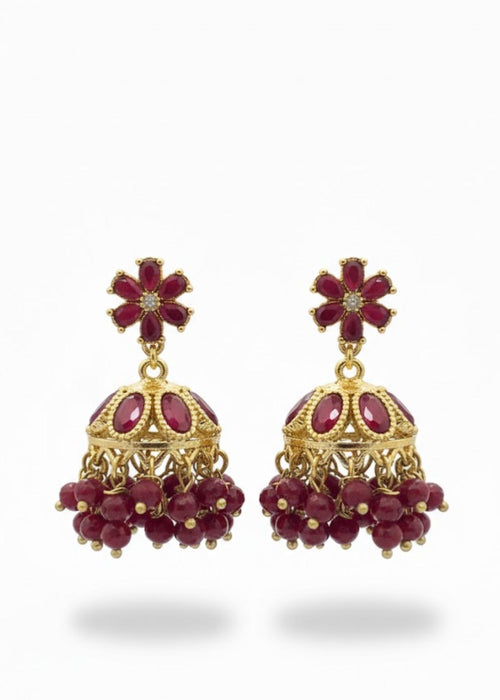 Shop the Zarmin Royal Floral Jhumka Earrings from Zarosh Jewel