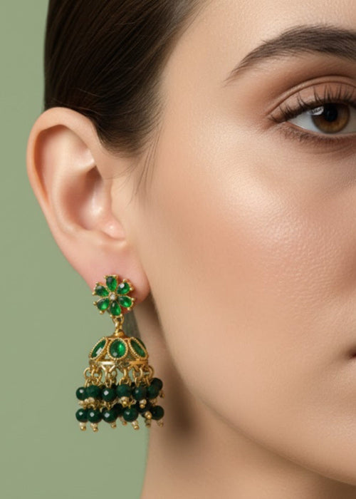 Shop the Zarmin Royal Floral Jhumka Earrings from Zarosh Jewel