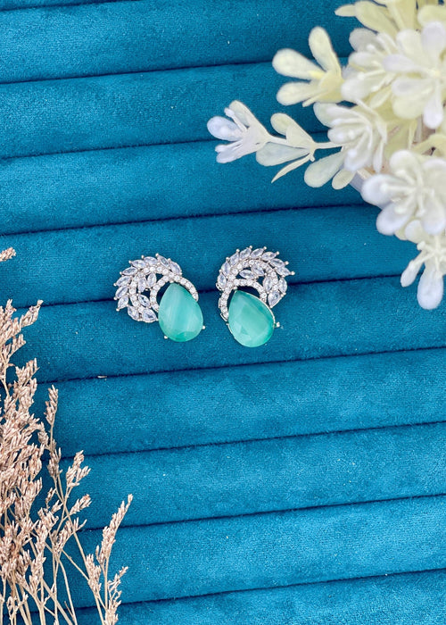 Shop the Zarqa Crystal Leaf Earrings from Zarosh Jewel