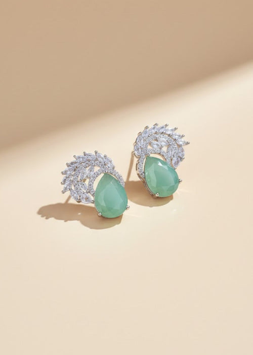 Shop the Zarqa Crystal Leaf Earrings from Zarosh Jewel