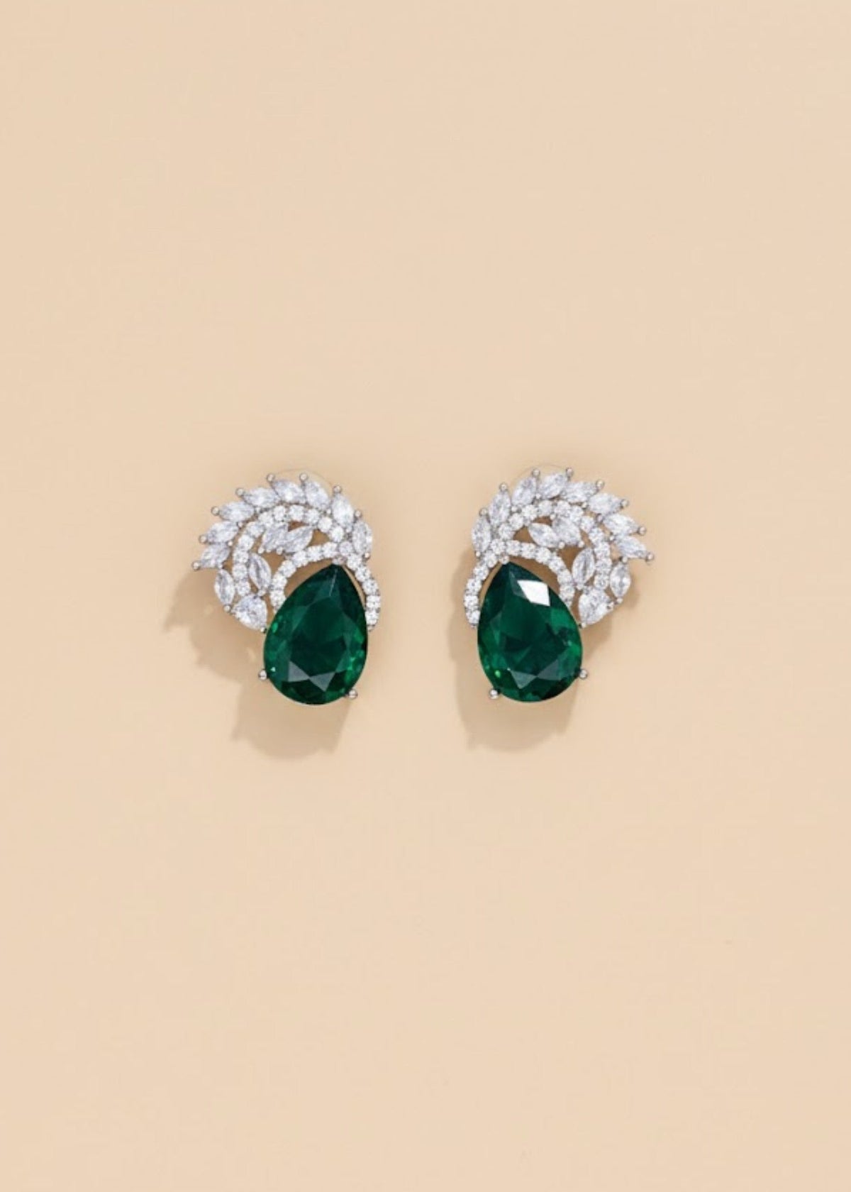 Shop the Zarqa Crystal Leaf Earrings from Zarosh Jewel