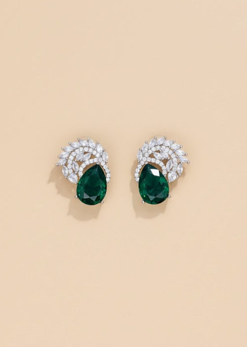 Shop the Zarqa Crystal Leaf Earrings from Zarosh Jewel