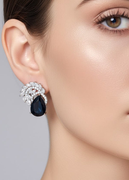 Shop the Zarqa Crystal Leaf Earrings from Zarosh Jewel