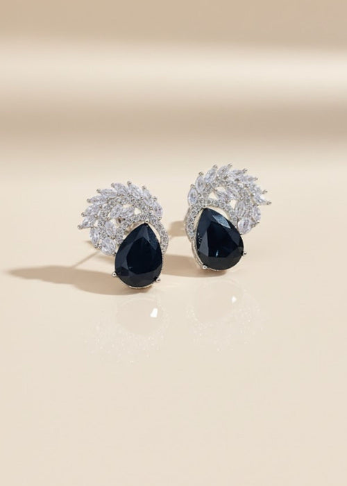 Shop the Zarqa Crystal Leaf Earrings from Zarosh Jewel