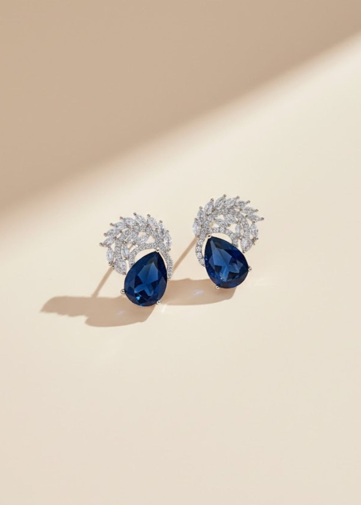 Shop the Zarqa Crystal Leaf Earrings from Zarosh Jewel