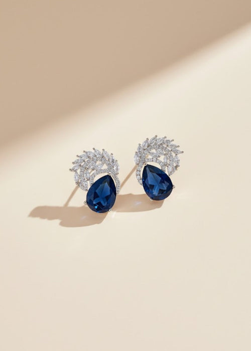 Shop the Zarqa Crystal Leaf Earrings from Zarosh Jewel