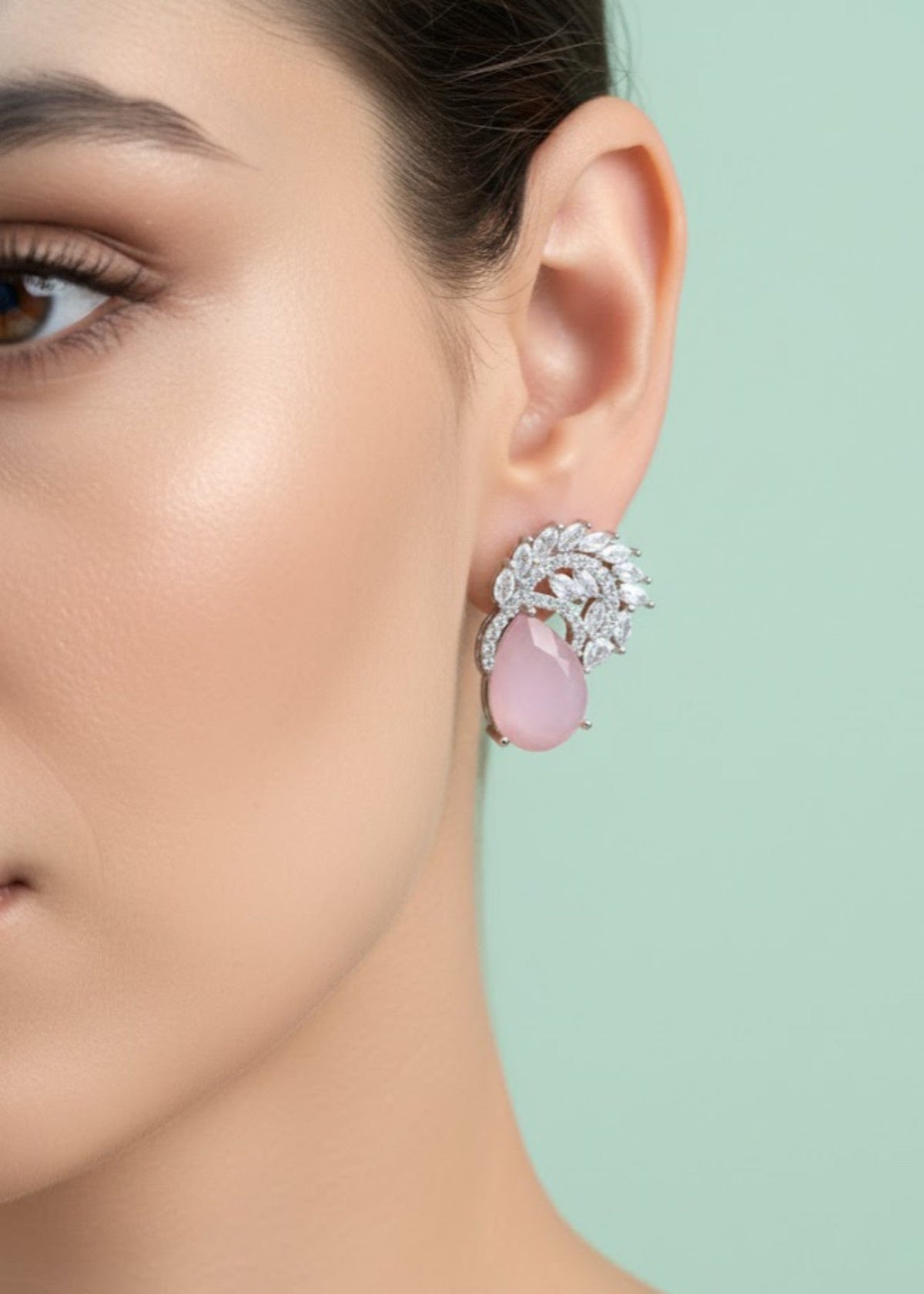 Shop the Zarqa Crystal Leaf Earrings from Zarosh Jewel
