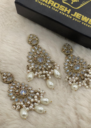 Shop the Zeba Kundan Earring & Tikka from Zarosh Jewel