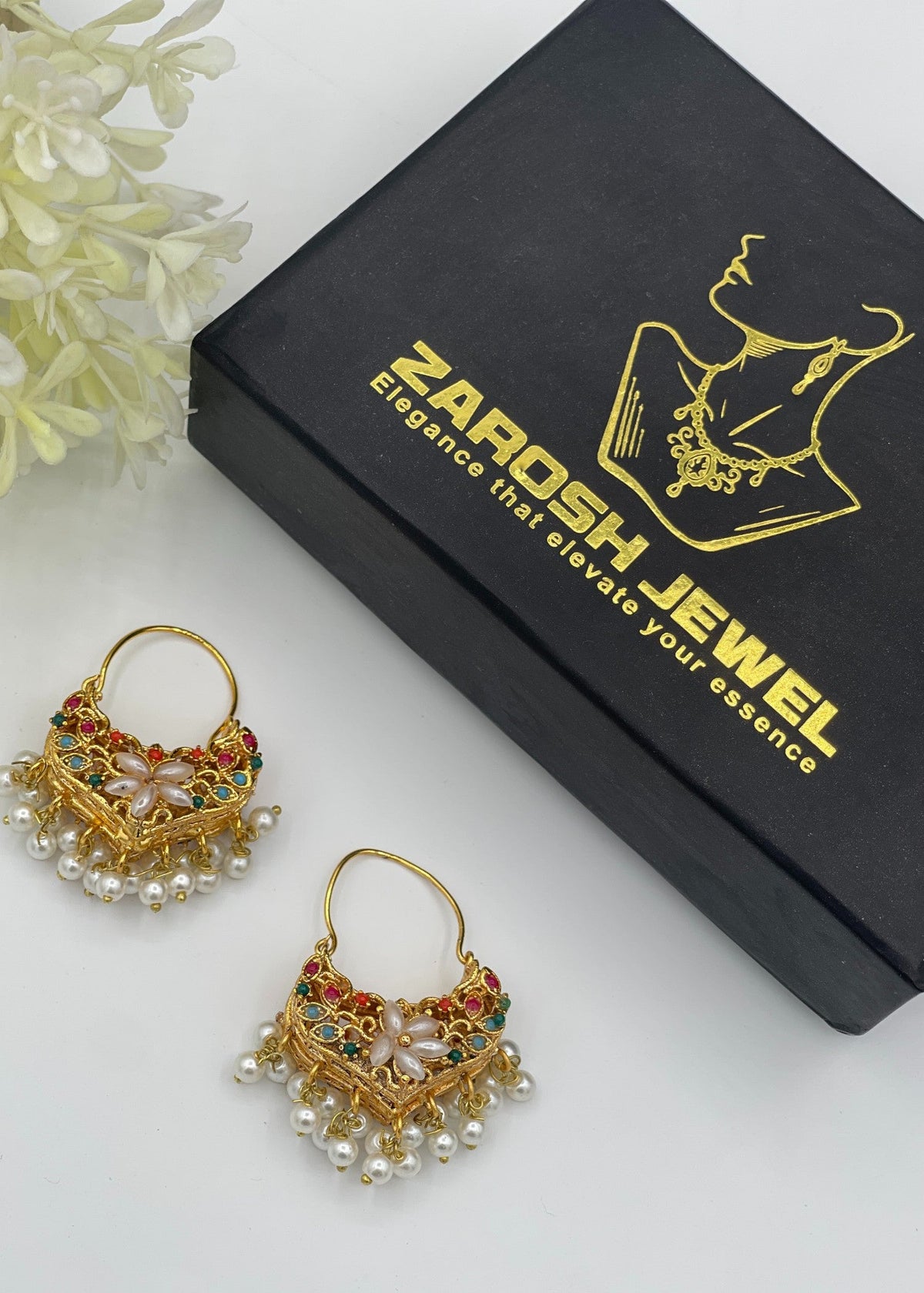 Shop the Zeenat Jadau Hoops from Zarosh Jewel