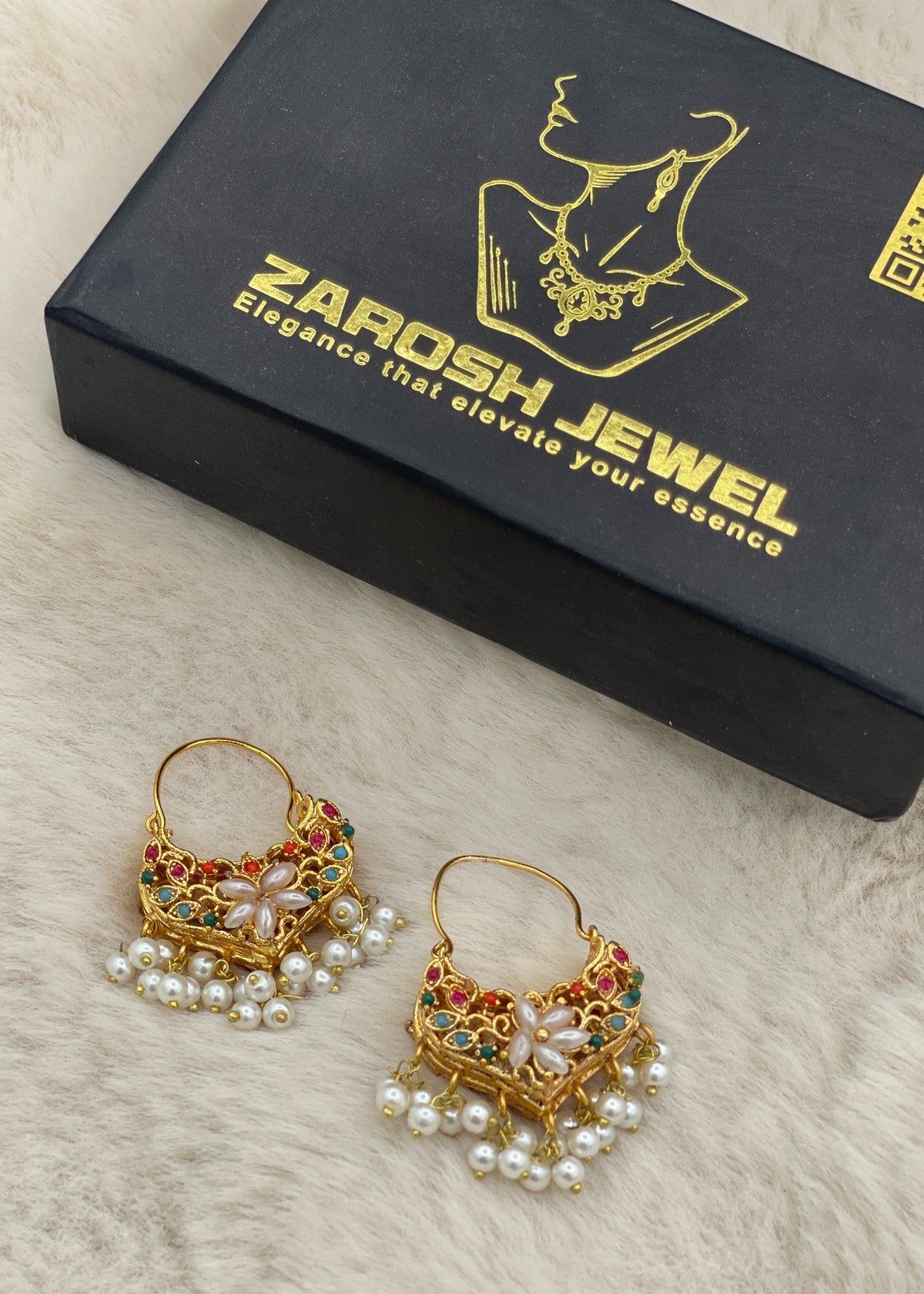 Shop the Zeenat Jadau Hoops from Zarosh Jewel