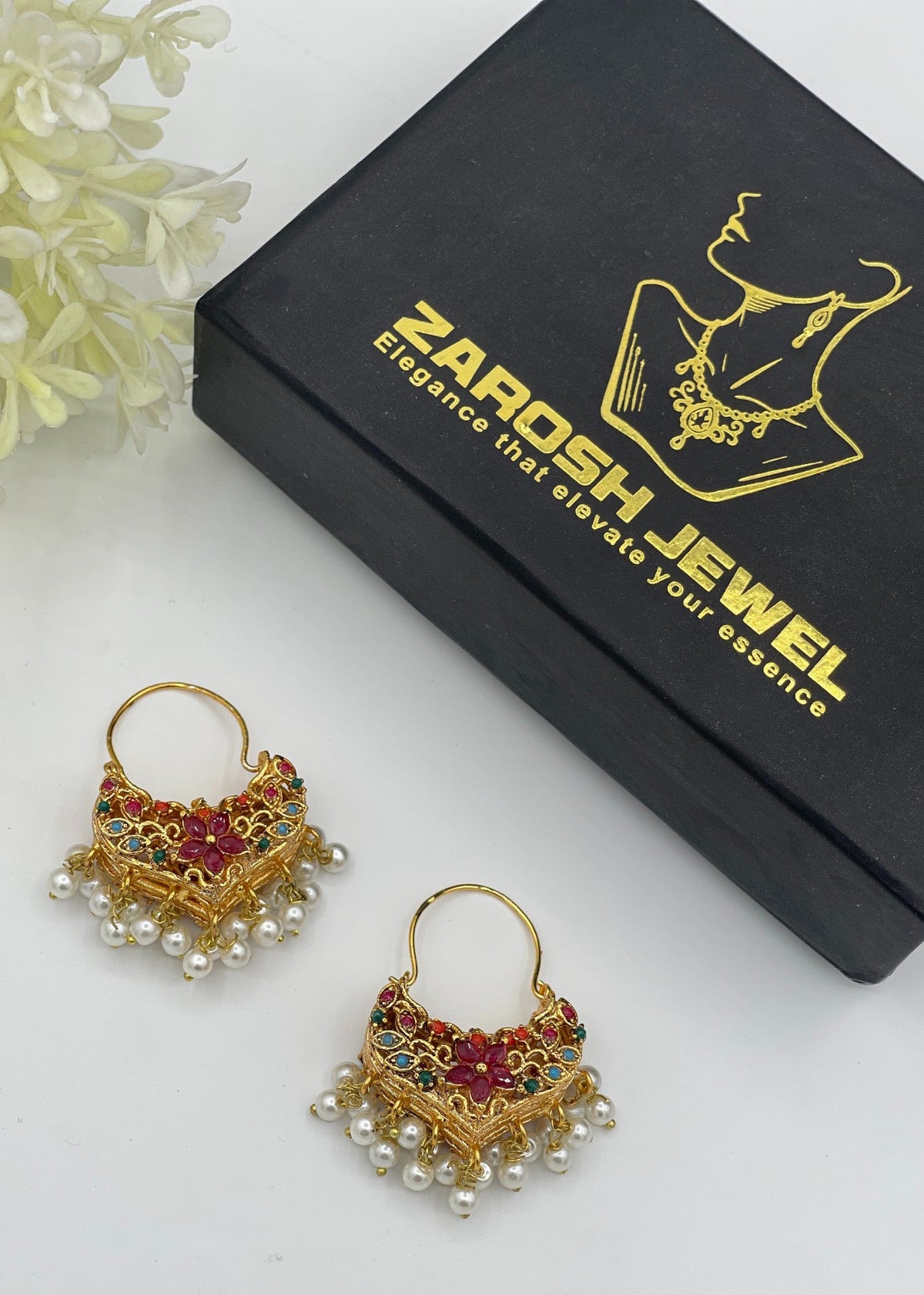 Shop the Zeenat Jadau Hoops from Zarosh Jewel