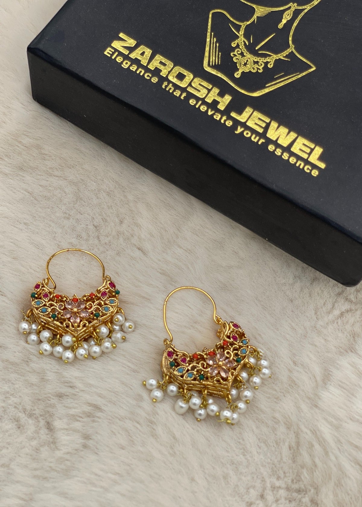 Shop the Zeenat Jadau Hoops from Zarosh Jewel
