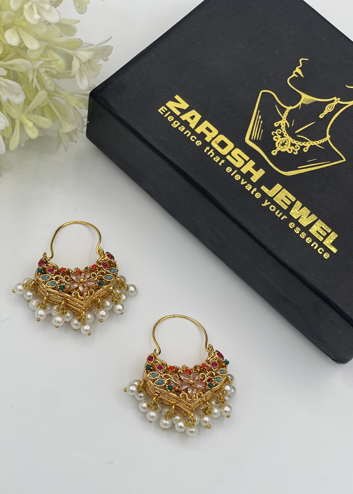 Shop the Zeenat Jadau Hoops from Zarosh Jewel