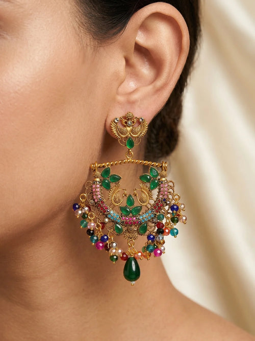 Zeenat Peacock Jhumka Earrings