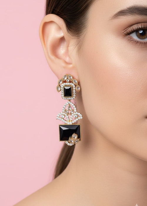 Shop the Zoya Noir Crystal Earrings from Zarosh Jewel