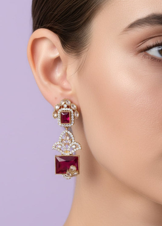 Zoya Noir Crystal Earrings by Zarosh Jewel