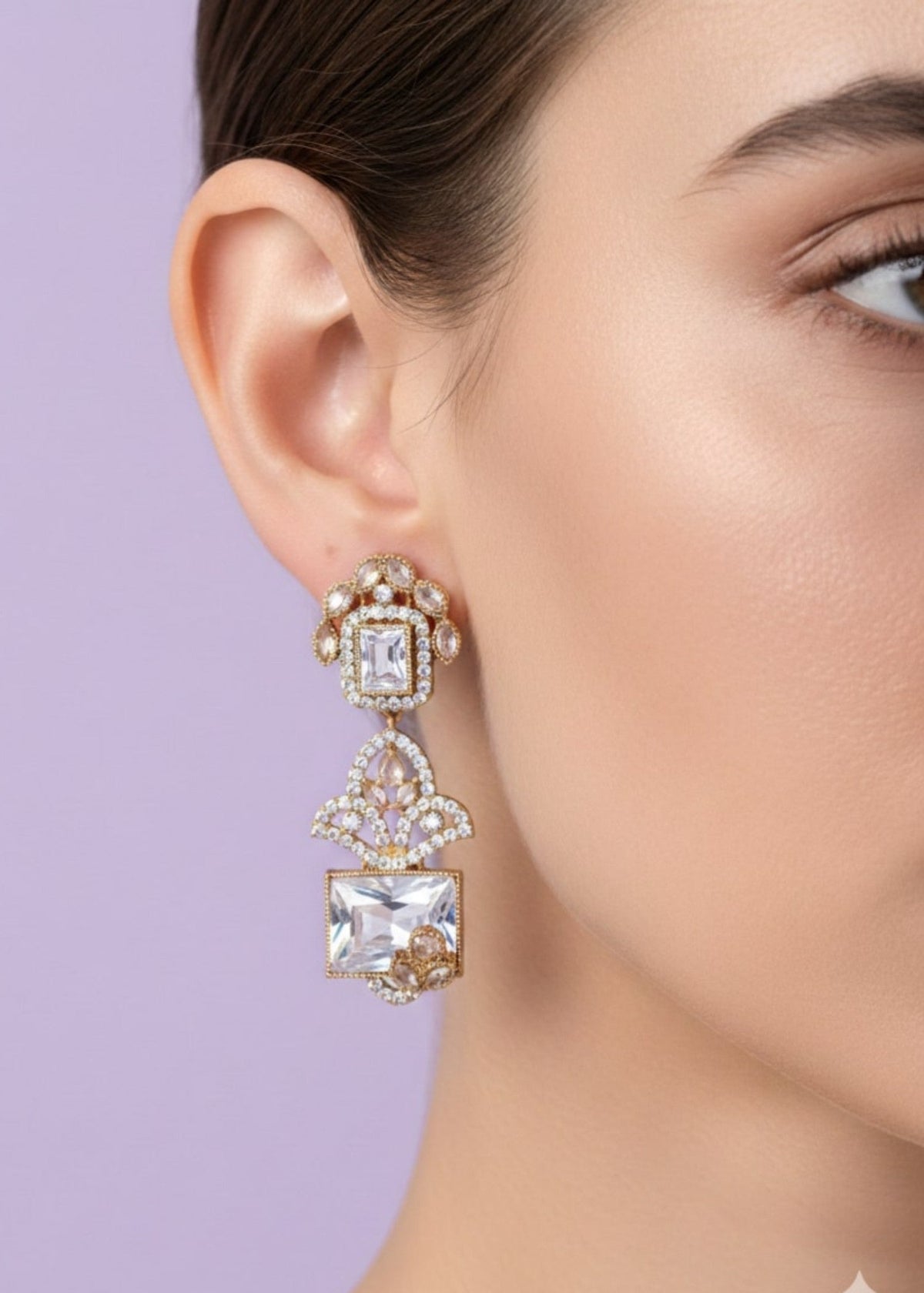 Shop the Zoya Noir Crystal Earrings from Zarosh Jewel