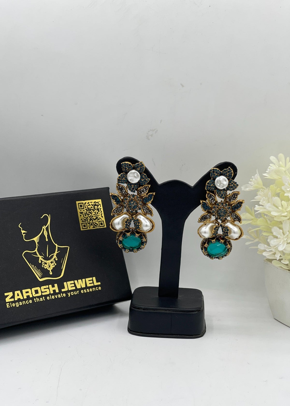 Shop the Zunairah Floral Drops from Zarosh Jewel