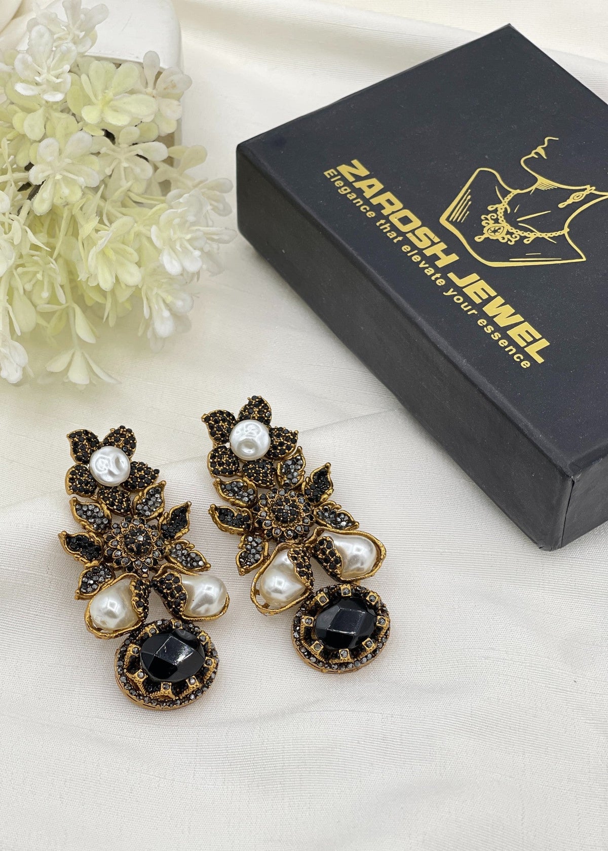 Shop the Zunairah Floral Drops from Zarosh Jewel