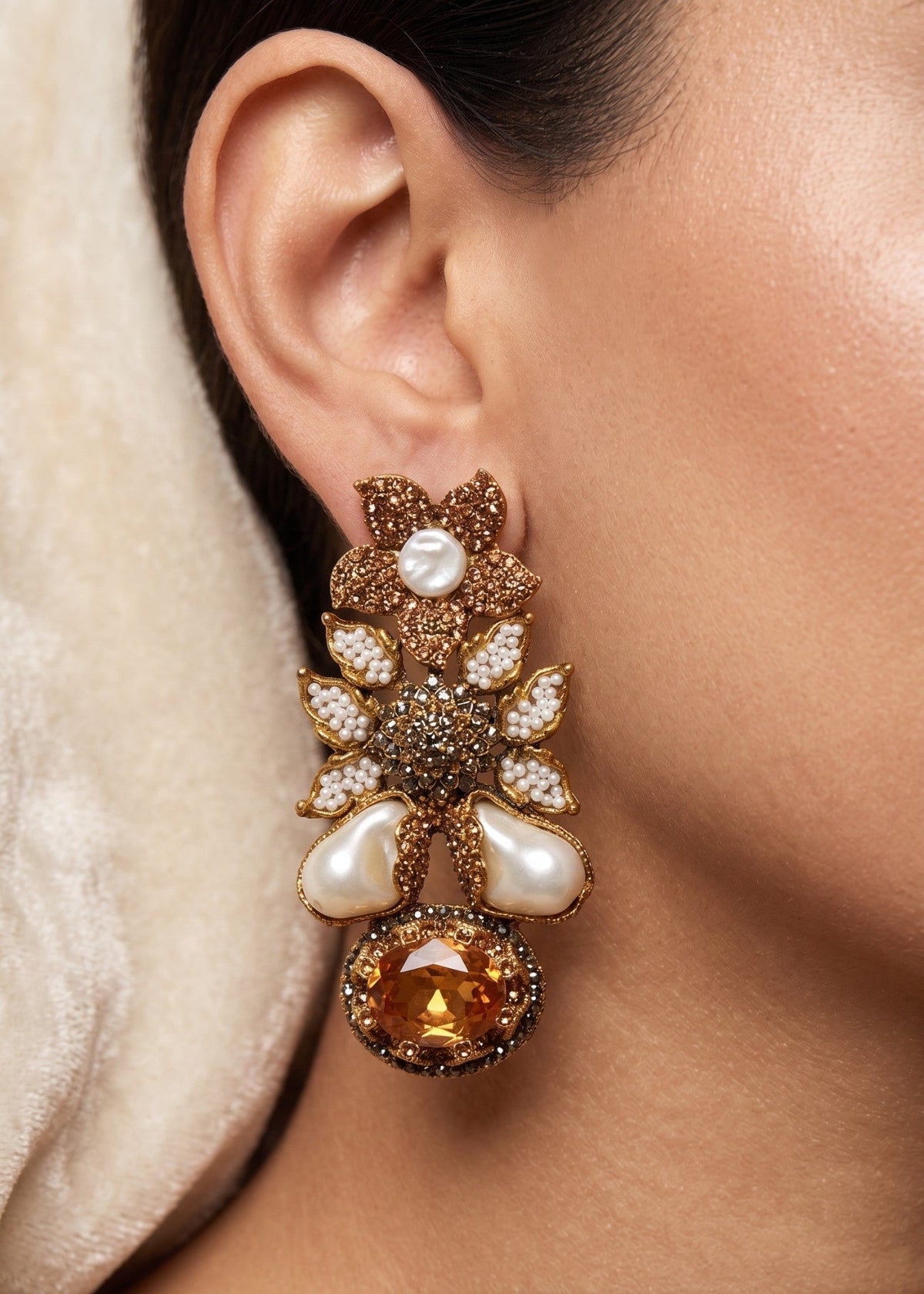 Shop the Zunairah Floral Drops from Zarosh Jewel
