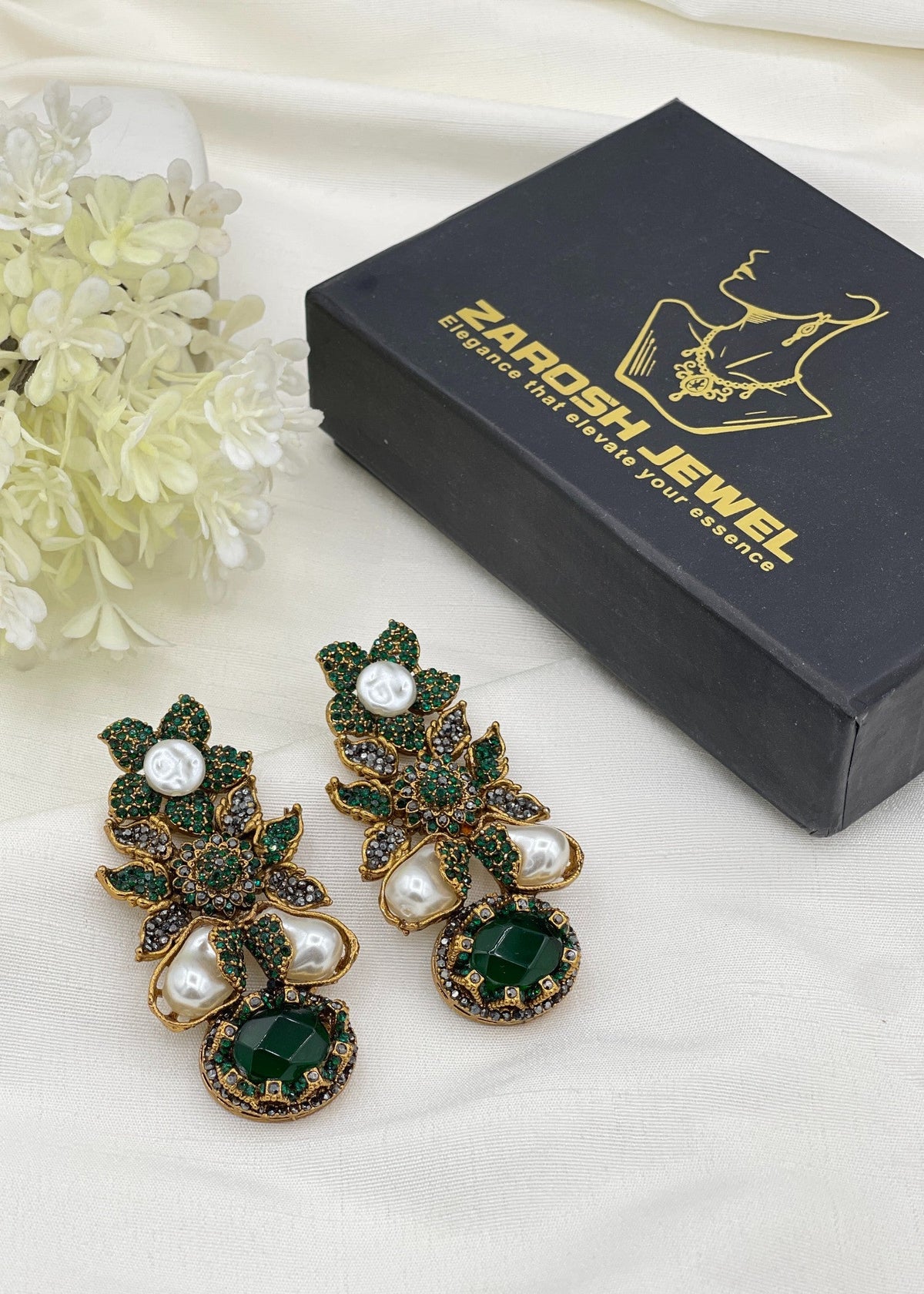 Shop the Zunairah Floral Drops from Zarosh Jewel