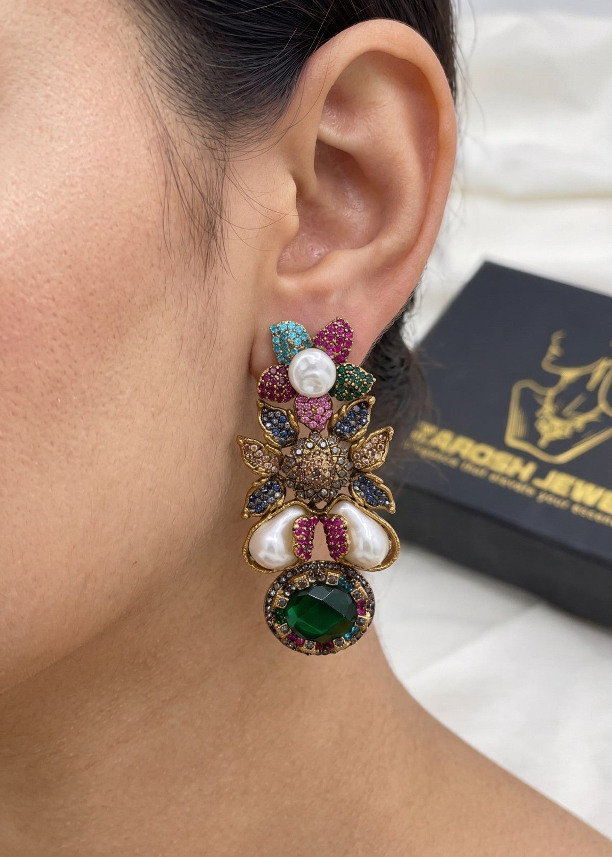 Shop the Zunairah Floral Drops from Zarosh Jewel