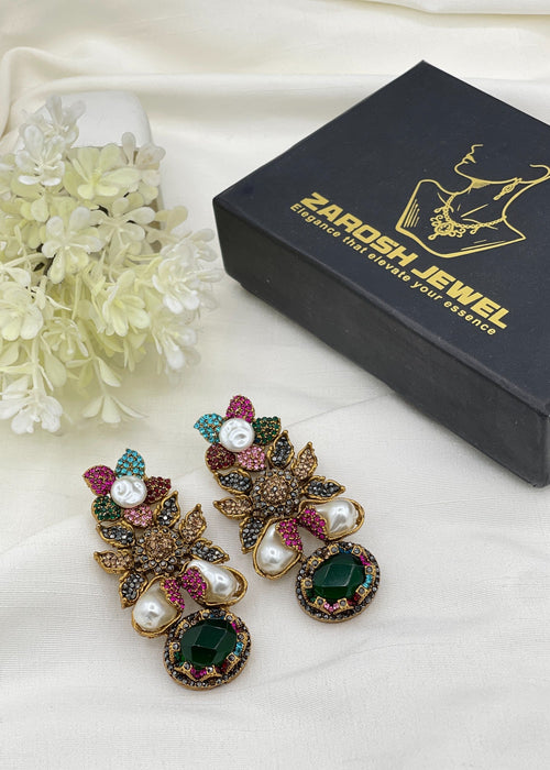 Shop the Zunairah Floral Drops from Zarosh Jewel