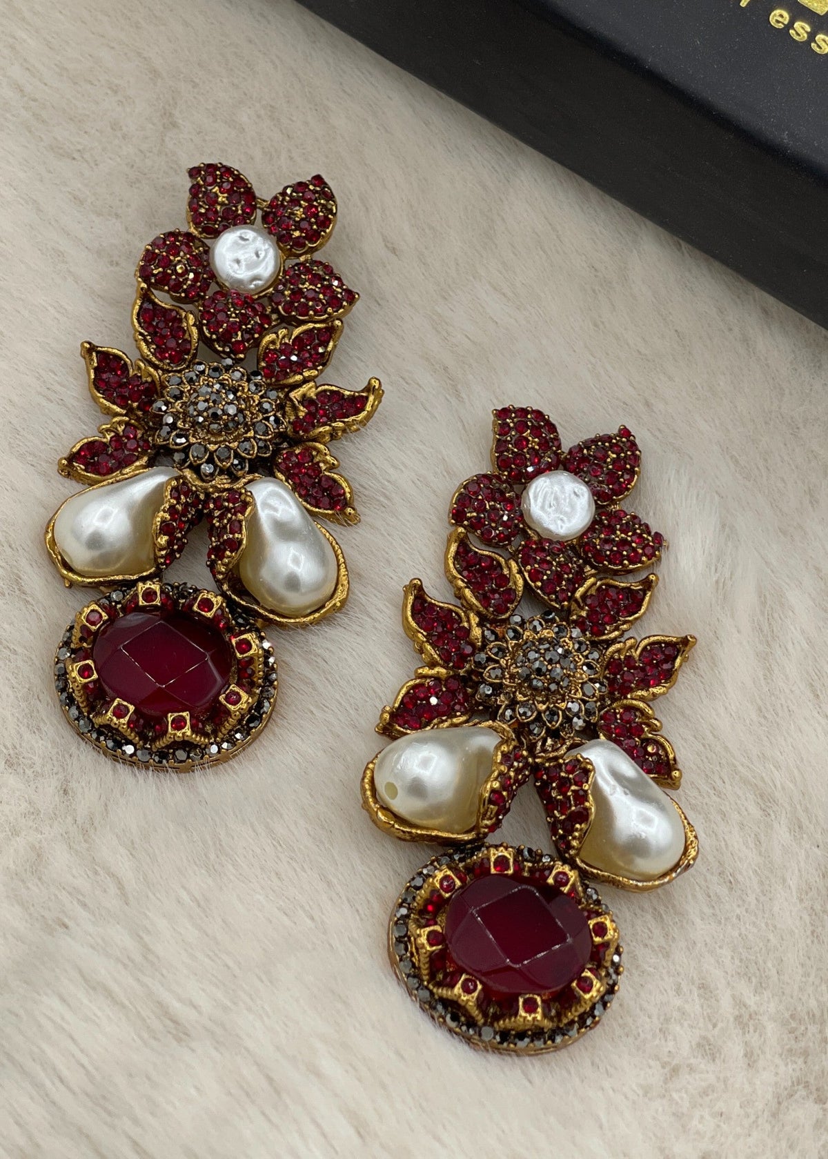 Shop the Zunairah Floral Drops from Zarosh Jewel