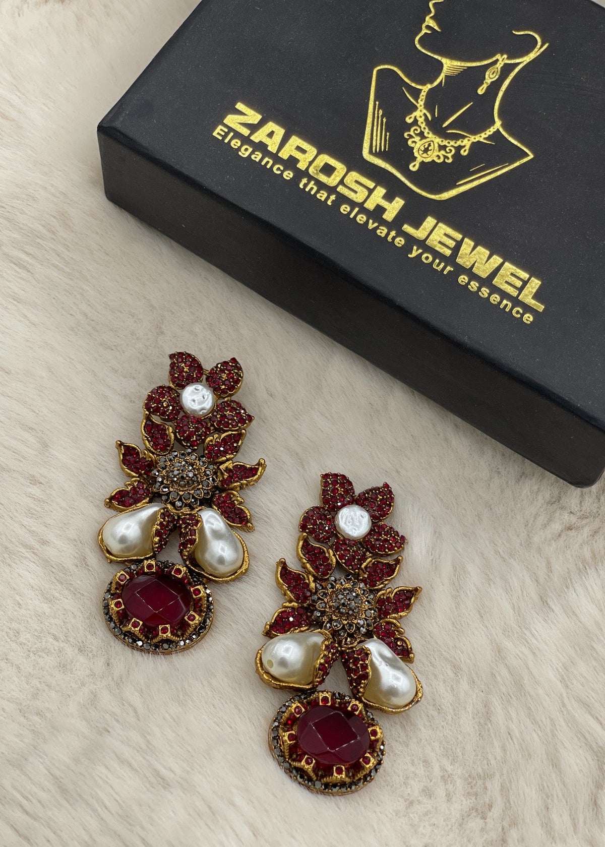 Shop the Zunairah Floral Drops from Zarosh Jewel